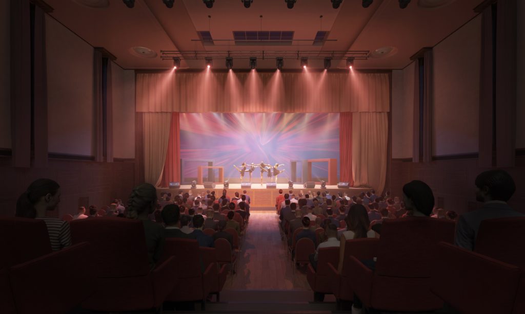 A computer generated image of The Assembly Hall in Hornsey Town Hall Arts Centre.